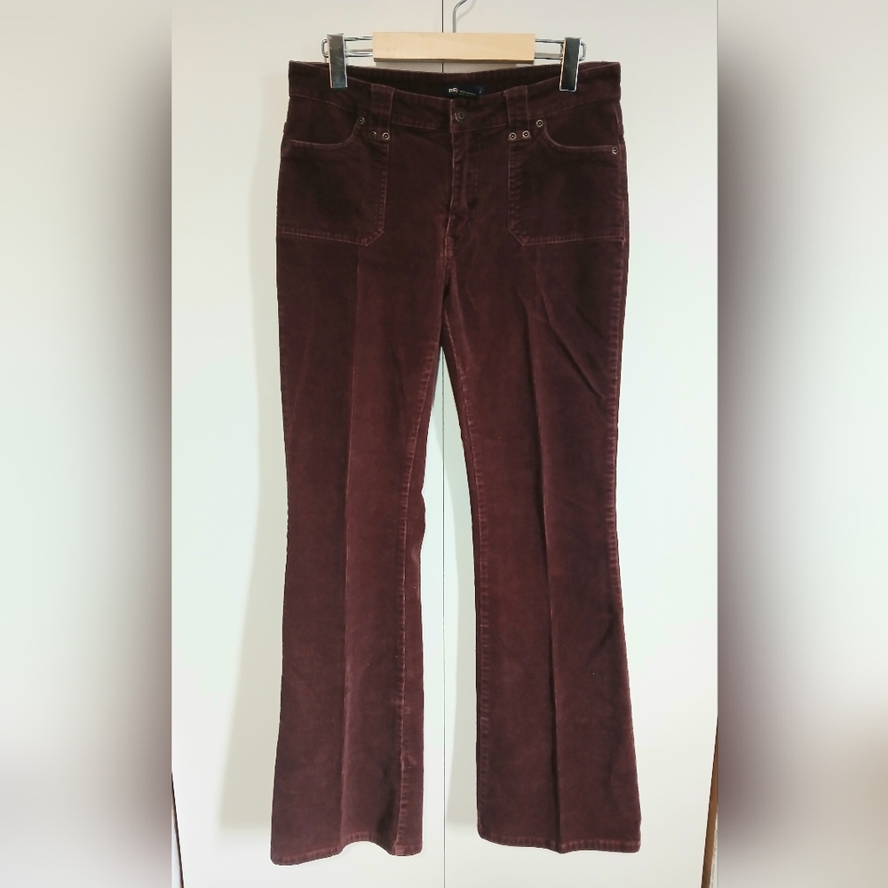 Vintage Request Burgundy Corduroy Flared Pants Women’s 9 Pleated Y2K 90s